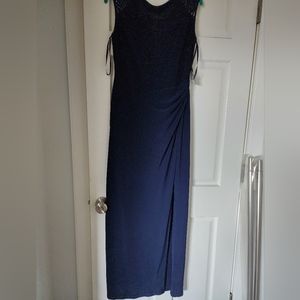 Navy Ralph Lauren floor length dress/gown with sequins, size 12p